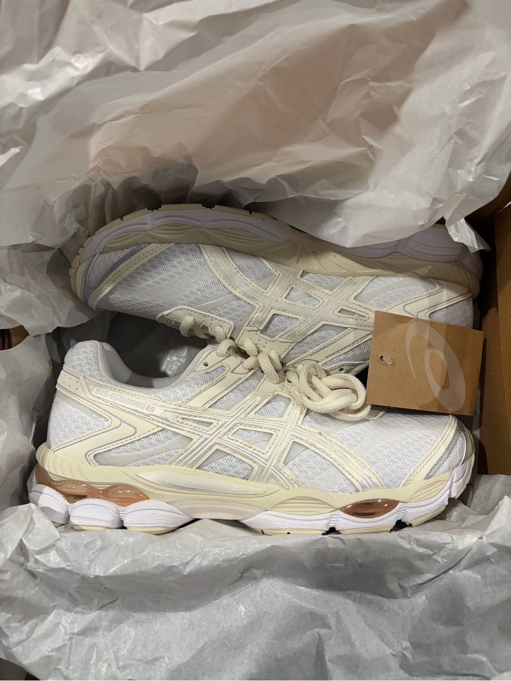 ASICS White and Cream Mesh Athletic Sneakers